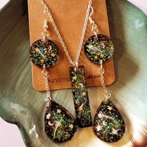 Earrings with matching necklace.